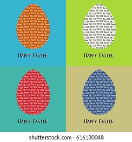Happy Easter greeting card with egg and hand drawn lettering, design vector illustration, holiday symbol.