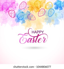 Happy easter, easter greeting card, easter eggs.