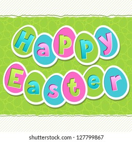 Happy Easter greeting card with eggs.
