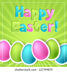 Happy Easter greeting card with eggs.