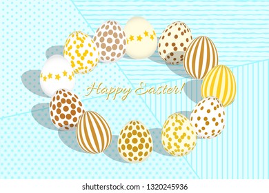 Happy Easter Greeting Card with Easter Eggs. Vector illustration EPS10