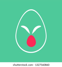 Happy Easter greeting card with eggs , rabbit. Easter Bunny. 