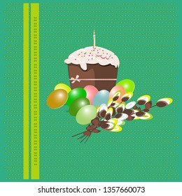 Happy easter Greeting Card. A lot of Easter eggs on the background
