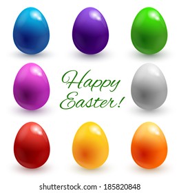 Happy Easter greeting card with Easter eggs. Vector illustration EPS10