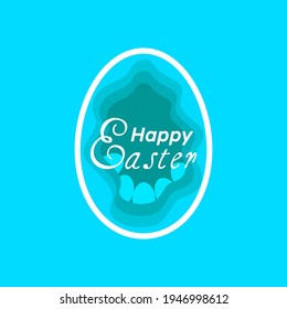 Happy Easter greeting card with Easter eggs and circle frame. Vector illustration