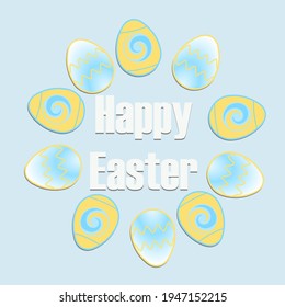 Happy Easter greeting card with Eggs background.