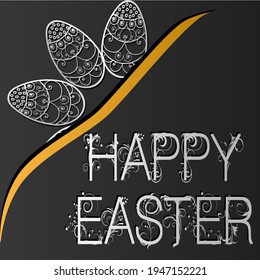Happy Easter greeting card with Eggs background.