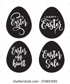 Happy Easter greeting card with eggs and lettering