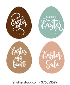 Happy Easter greeting card with eggs and lettering