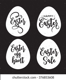Happy Easter greeting card with eggs and lettering