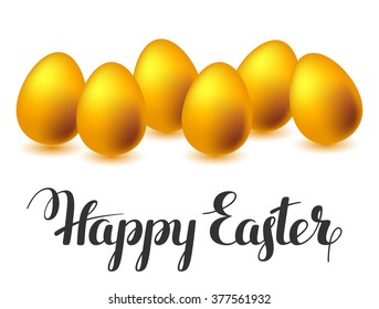 Happy Easter greeting card with eggs. Concept can be used for holiday invitations and posters.