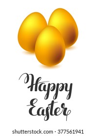 Happy Easter greeting card with eggs. Concept can be used for holiday invitations and posters.