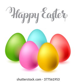 Happy Easter greeting card with eggs. Concept can be used for holiday invitations and posters.