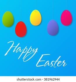 Happy Easter Greeting Card with eggs. Vector illustration.