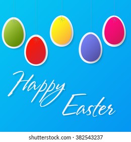 Happy Easter Greeting Card with eggs. Vector illustration.