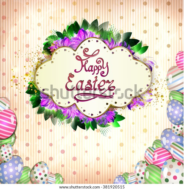 Happy Easter
greeting card with Easter eggs

