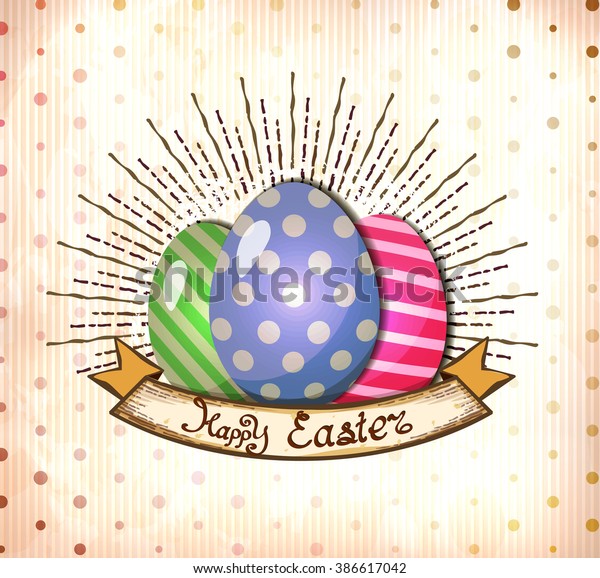 Happy Easter\
greeting card with Easter eggs\
