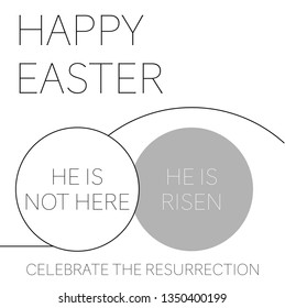 happy easter greeting card with empty tomb risen