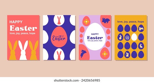 happy easter greeting card  fashion  commercial  banner, cover, social media with flat design. vector illustration