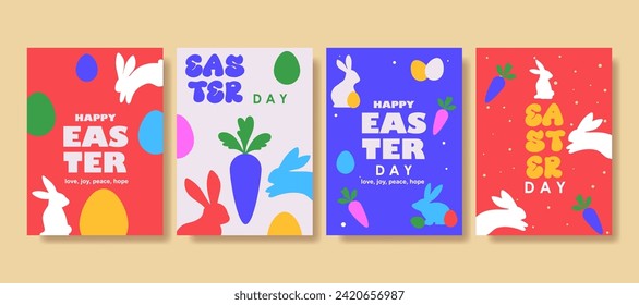 happy easter greeting card  fashion  commercial  banner, cover, social media with flat design. vector illustration