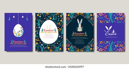 happy easter greeting card  fashion  commercial  banner, cover, social media with flat design. vector illustration