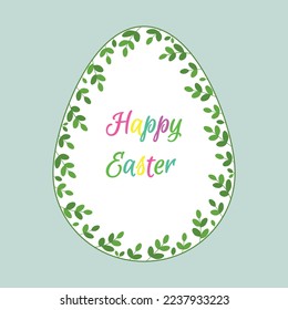 Happy Easter greeting card with floral design. Easter wreath. Vector illustration.