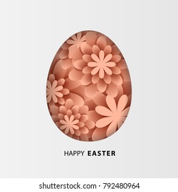 Happy Easter Greeting card with  flower Easter Egg on white background. vector illustration