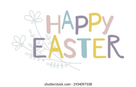 Happy Easter! Greeting card with flowers.