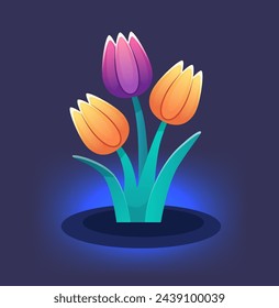 Happy Easter greeting card with flowers spring holiday celebration card vertical