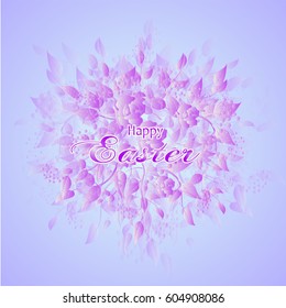 Happy easter greeting card with flowers composition. Vector illustration.