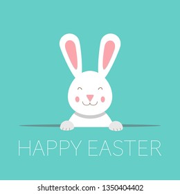 happy easter greeting card with funny bunny vector