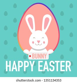 happy easter greeting card with funny bunny vector