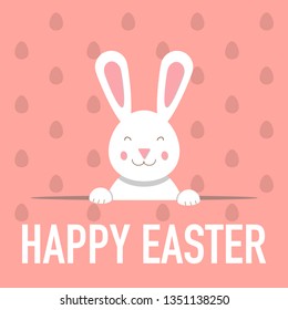 happy easter greeting card with funny bunny vector