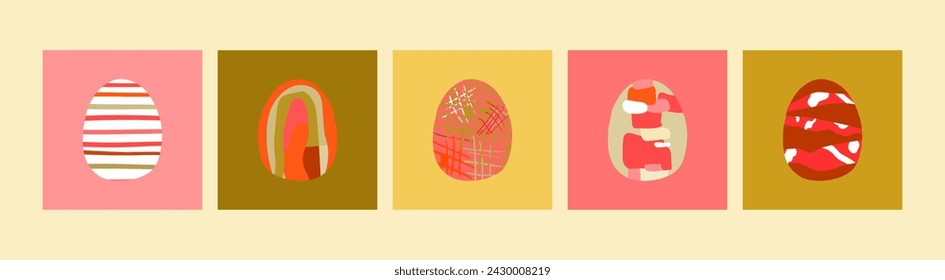 Tarjeta de felicitación de Pascua feliz. Ilustración geométrica del huevo de Pascua. Patrón geométrico. Plantilla de diseño vectorial para vacaciones de Pascua. Colección de plantillas elegantes y de moda de la tarjeta de Pascua. Vector de stock..