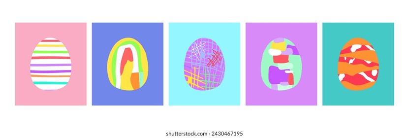 Tarjeta de felicitación de Pascua feliz. Ilustración geométrica del huevo de Pascua. Patrón geométrico. Plantilla de diseño vectorial para vacaciones de Pascua. Colección de plantillas elegantes y de moda de la tarjeta de Pascua. Vector de stock..