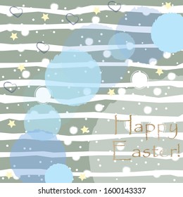 Happy Easter Greeting Card with golden message. Happy Easter Theme. Vector Illustration.