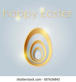 Happy Easter greeting card with golden glow effect