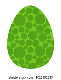 Happy Easter greeting card. Green circles pattern egg vector illustration isolated over white.