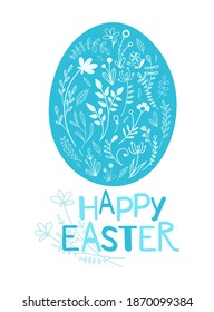 Happy Easter! Greeting card. Hand drawn vector stock illustration in doodle style. 