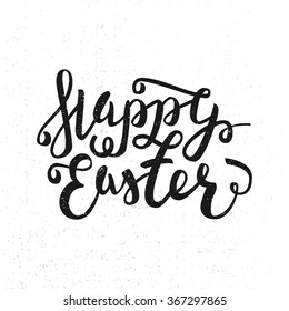 Happy Easter greeting card. Hand Drawn lettering Calligraphic Design Label isolated on white. Easter Holidays lettering for invitation, greeting card, prints and posters. Vector Typographic design
