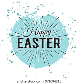 Happy Easter greeting card. Hand Drawn lettering with egg and watercolor splashes. Easter Holidays lettering for invitation, greeting card, prints and posters. Typographic design. Easter Sale Banner.