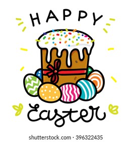 happy easter Greeting card hand drawing