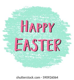 Happy Easter greeting card with hand drawn lettering, design vector illustration, holiday symbol.