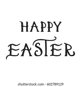 Happy Easter greeting card with hand drawn lettering, design vector illustration, holiday symbol.