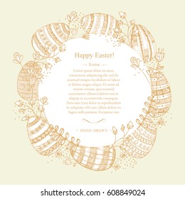 Happy easter Greeting Card. Hand drawn stylish Easter eggs.