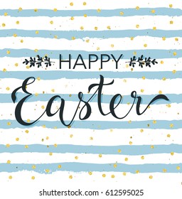 Happy Easter greeting card with hand drawn lettering.