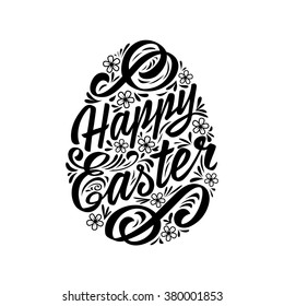 Happy Easter greeting Card, hand-drawing Lettering. Vector Typography Inscription