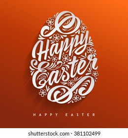 Happy Easter greeting Card, hand-drawing Lettering. Vector Typography Inscription