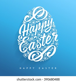 Happy Easter greeting Card, hand-drawing Lettering. Vector Typography Inscription