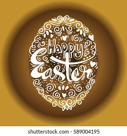 Happy Easter greeting Card, hand-drawing Lettering. Typography Inscription